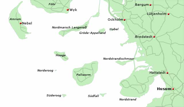 Nordfriesland Karte mit Husum Position Karte Husum, Position Nordfriesland